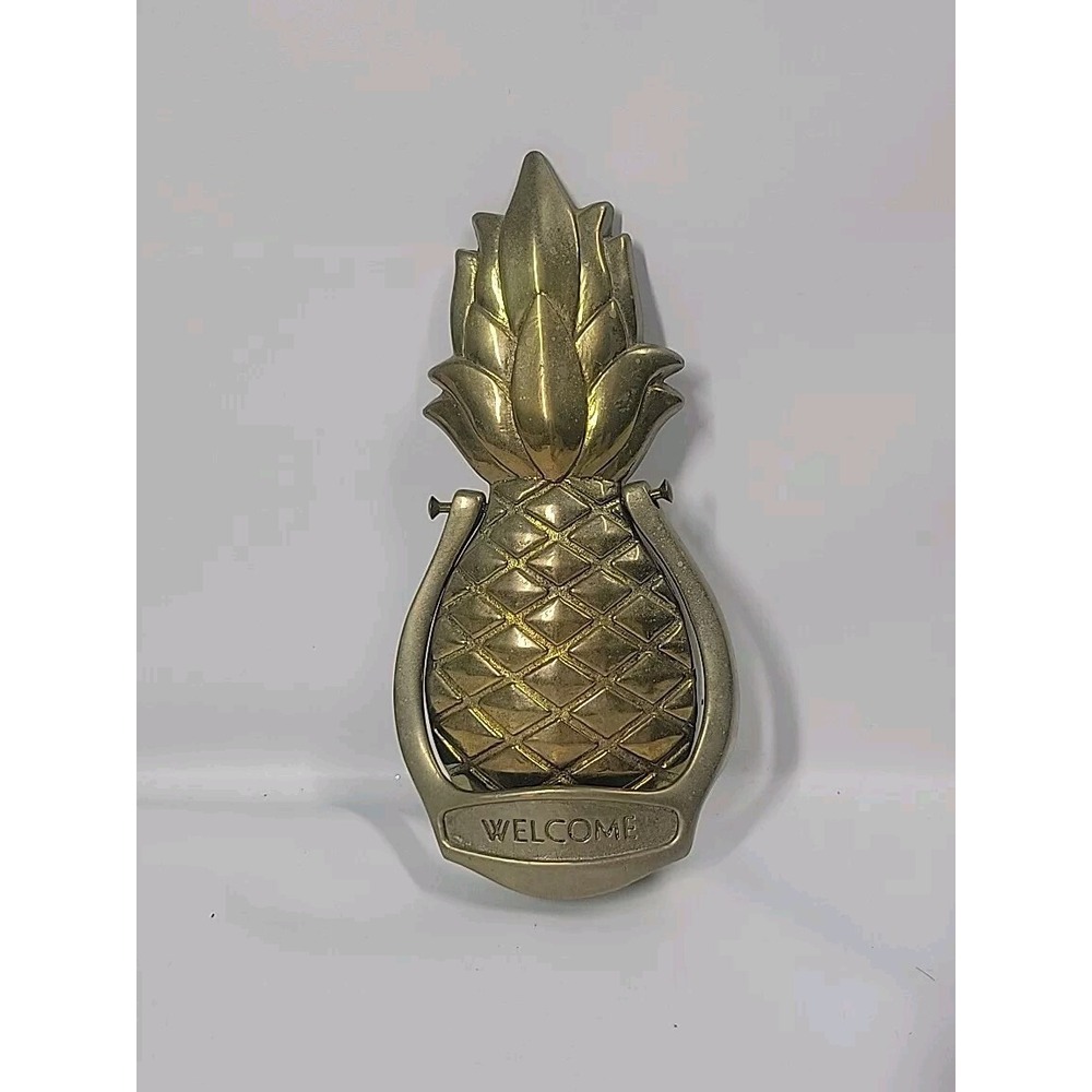 Solid Brass Pineapple Door Knocker Welcome 7"